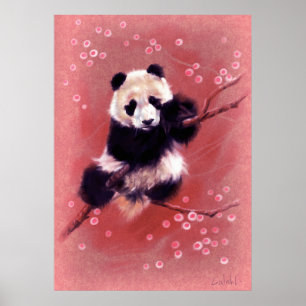 Panda Blossom Poster