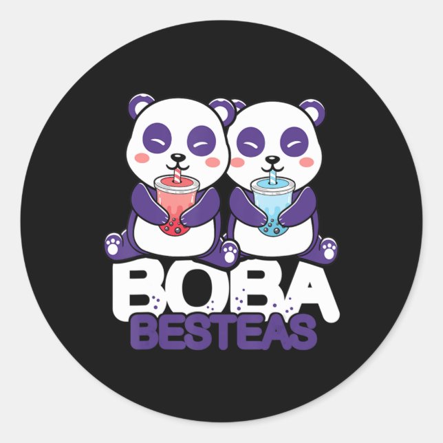 Panda Boba Bubble Tee Anime Kawaii Neko Girls Runder Aufkleber (Vorderseite)