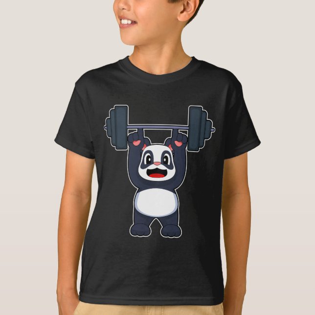 Panda Bodybuilder Dumbell-Bodybuilding T-Shirt (Vorderseite)