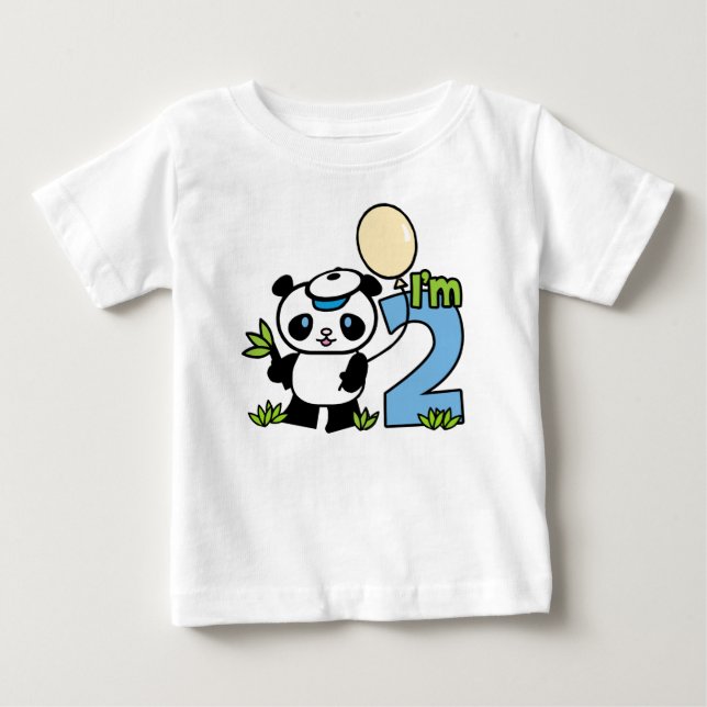 Panda Boy 2. Geburtstag Baby T-shirt (Vorderseite)
