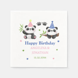Panda Boy and Girl Joint Birthday  Serviette