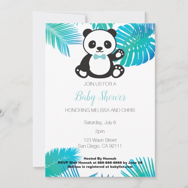 Panda Boy Baby Shower Einladung (Vorderseite)