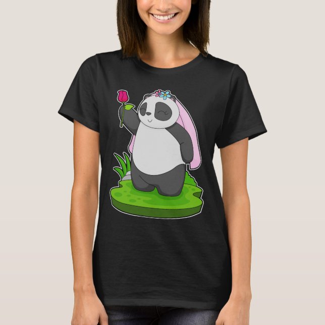 Panda Bride Rose Wedding T-Shirt (Vorderseite)