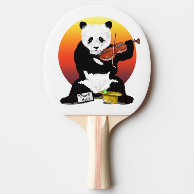 Panda Busking Violine spielen Tischtennis Schläger (Vorderseite)