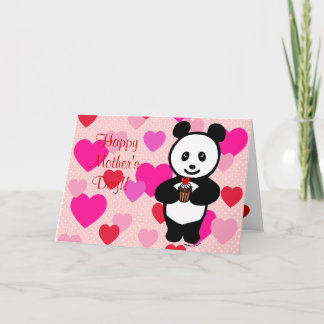 Panda Cartoon und Cupcake Mama Karte