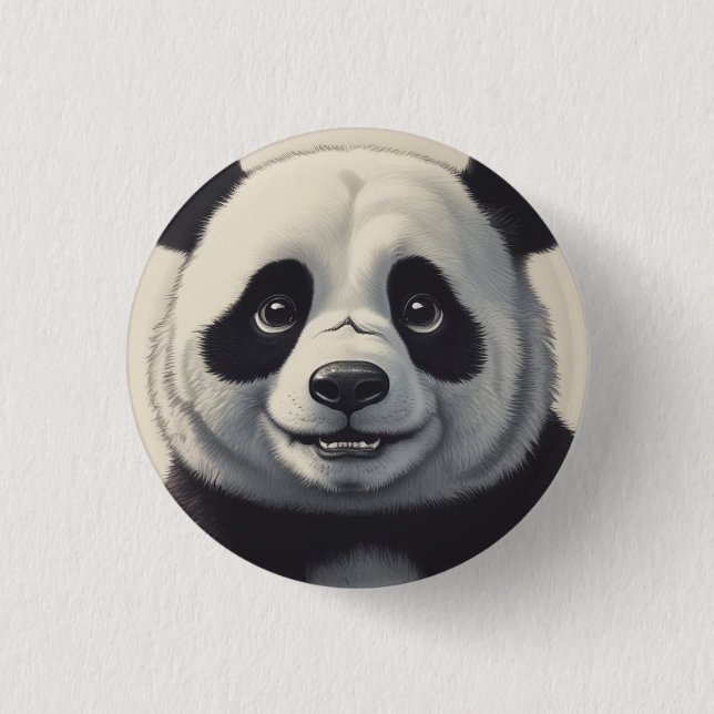 Panda Cartoon Zeichne Kunst Button (Vorderseite)