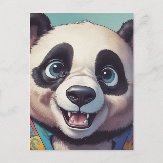 Panda Cartoon Zeichne Kunst Postkarte (Vorderseite)