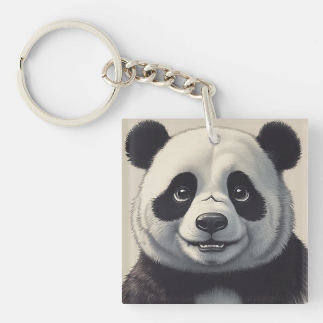 Panda Cartoon Zeichne Kunst Schlüsselanhänger (Vorderseite)