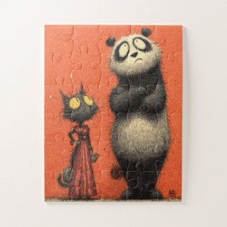 Panda & Chat en Rouge - Puzzle amusant