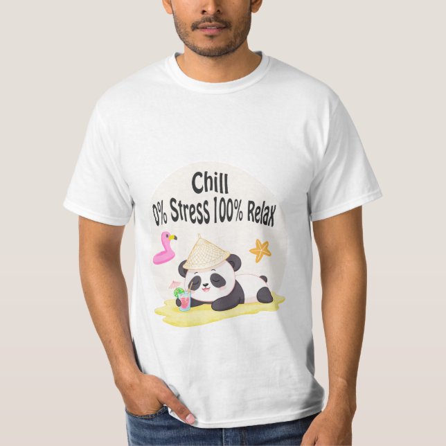 Panda Chill 3 Chill: 0% Stress 100% Entspannung T-Shirt (Vorderseite)