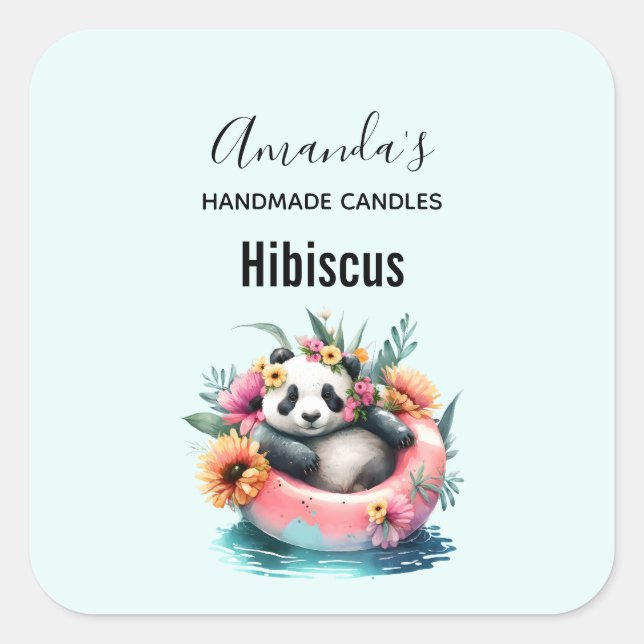 Panda Chilling in einer Innenstadt Quadratischer Aufkleber (Vorderseite)