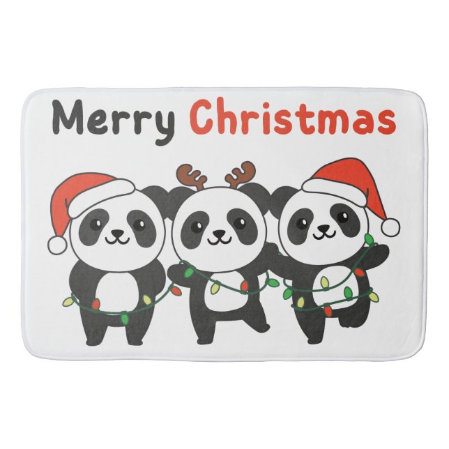 Panda Christmas Animals Pandas Merry Christmas Badematte (Vorderseite)