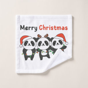 Panda Christmas Animals Pandas Merry Christmas Waschlappen