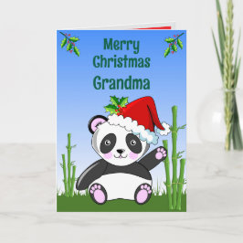 Panda Christmas Folded Greeting Card Karte