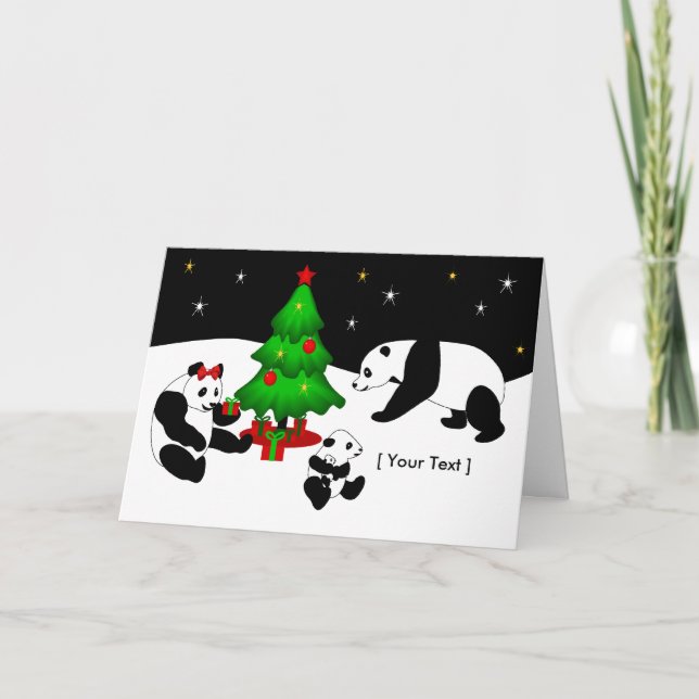 Panda Christmas Grußkarte Feiertagskarte (Vorderseite)
