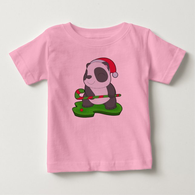 Panda Christmas Hockey Baby T-shirt (Vorderseite)