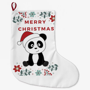 Panda Christmas Snow Winter Animals Pandas Large C Großer Weihnachtsstrumpf