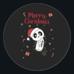 Panda Christmas Snow Winter Animals Pandas Runder Aufkleber<br><div class="desc">The panda for Christmas with fairy lights. Funny animals with gifts and snow to the holidays. Also funny for Christmas in July. Pandas are sweet animals and perfect for Christmas.</div>