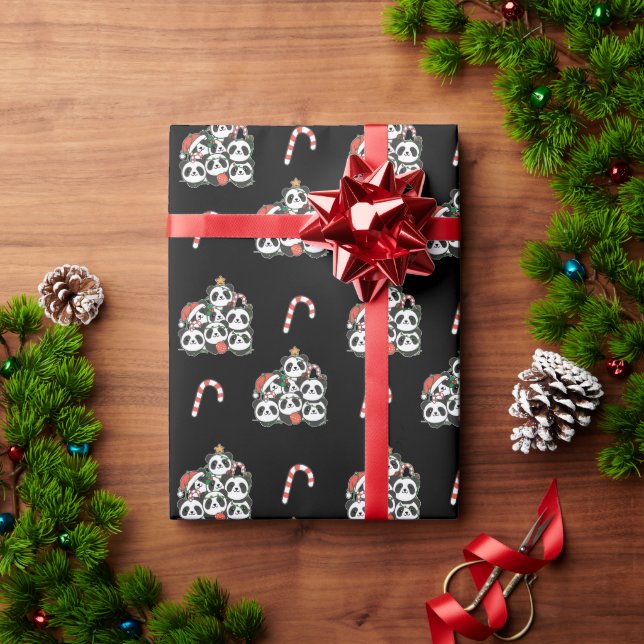 Panda Christmas Tree Funny Animal Christmas Geschenkpapier (Feiertagsgeschenk)