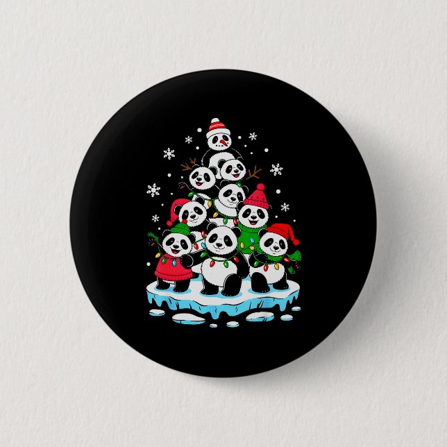 Panda Christmas Tree Panda Lover Xmas Squad Men Wo Button (Vorderseite)