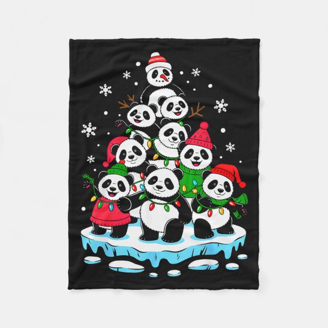 Panda Christmas Tree Panda Lover Xmas Squad Men Wo Fleecedecke (Vorderseite)