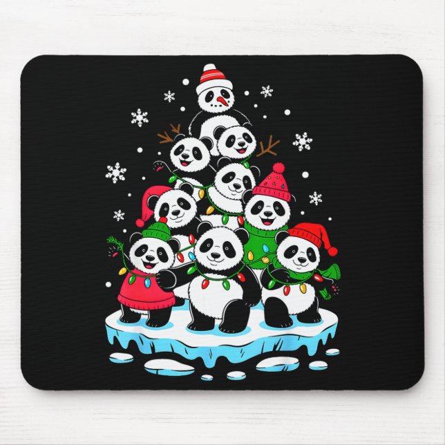 Panda Christmas Tree Panda Lover Xmas Squad Men Wo Mousepad (Vorne)