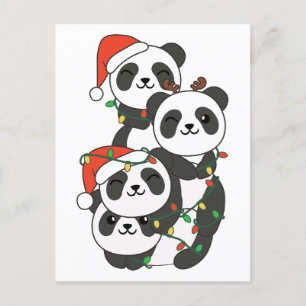 Panda Christmas Tree Weihnachtsanimals Pandas Holi Feiertagspostkarte