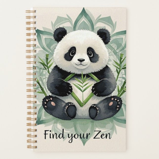 Panda Chubby assis dans une pose de lotus Zen (Devant)