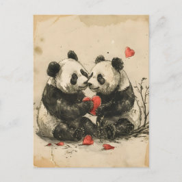 Panda Couple Valentine's Day Postkarte