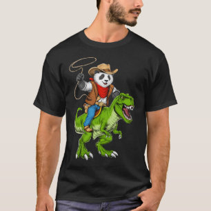 Panda Cowboy reitet auf T-Rex Dinosaurier T-Shirt