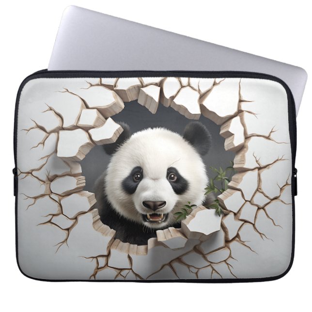 Panda Cracks Hole Art Panda Smashed Wall 3D Laptopschutzhülle (Vorderseite)