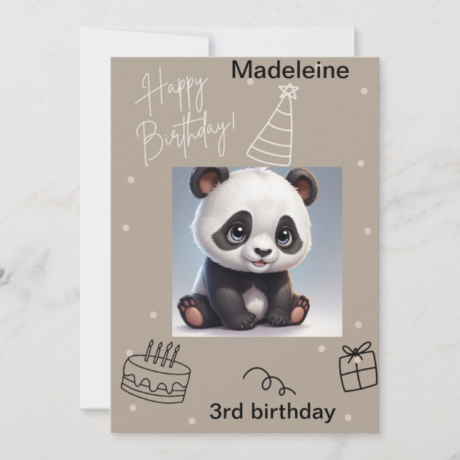 Panda croustillant, Carte Anniversaire Écrit (Devant)