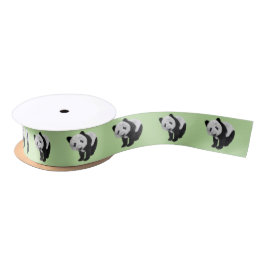 Panda Cub Green Satinband