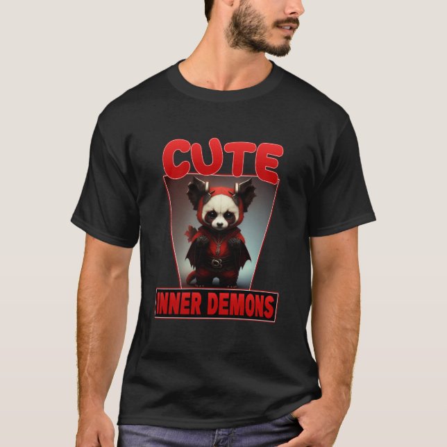 Panda Cute Inner Demons Devil Costume Pandas T-Shirt (Vorderseite)