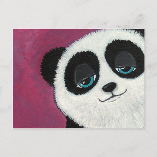Panda Cute Sur Carte Postale Rose (Devant)