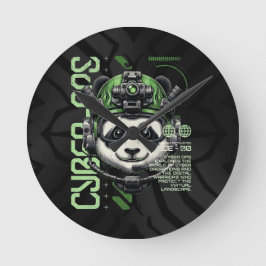 Panda Cyborg Ops – Futuristic Cybernetic Panda  Runde Wanduhr