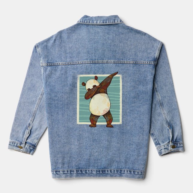 Panda Dabbing Jeansjacke (Rückseite)