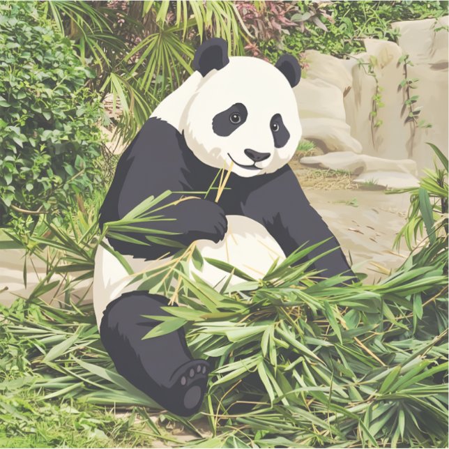 Panda, der Bambus isst Aufkleber (Vorderseite)