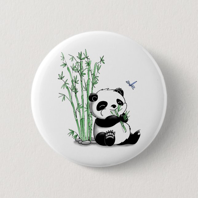 Panda, der Bambus isst Button (Vorderseite)