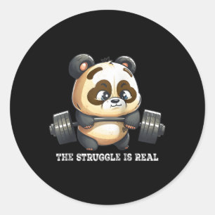 Panda der Kampf ist eine echte Gewichtszunahme Fit Runder Aufkleber