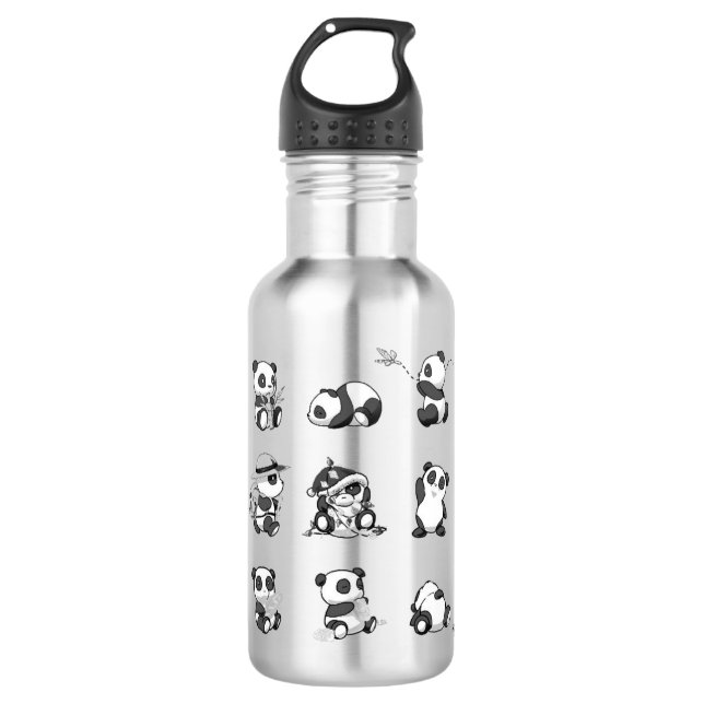 Panda Design Edelstahl Wasserflasche (Vorderseite)