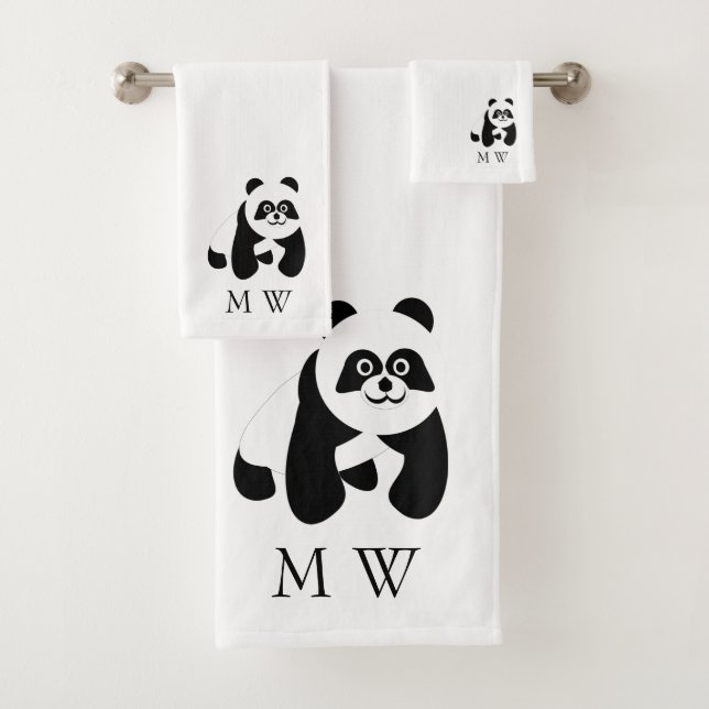 Panda Design Monogrammiert Badhandtuch Set (Insitu)