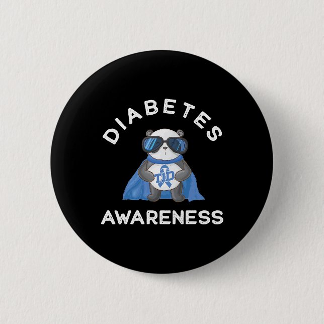 Panda Diabetic Typ 1 Diabetes Awareness Support K Button (Vorderseite)