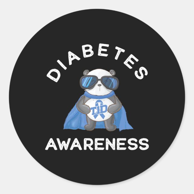 Panda Diabetic Typ 1 Diabetes Awareness Support K Runder Aufkleber (Vorderseite)