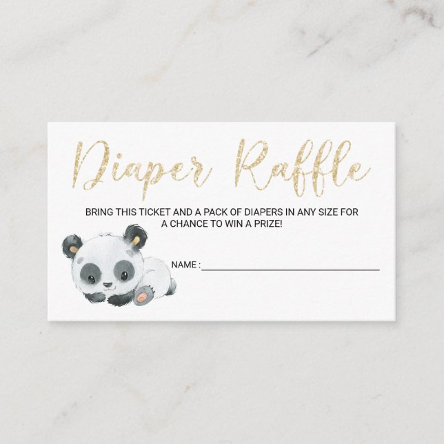 Panda Diaper Raffle Card Tickets für Baby Shooter Begleitkarte (Vorderseite)