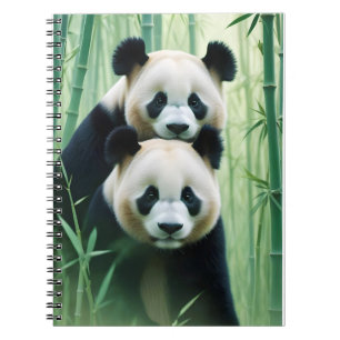 Panda Double Exposure Animal Nature Wilderness Art Notizblock