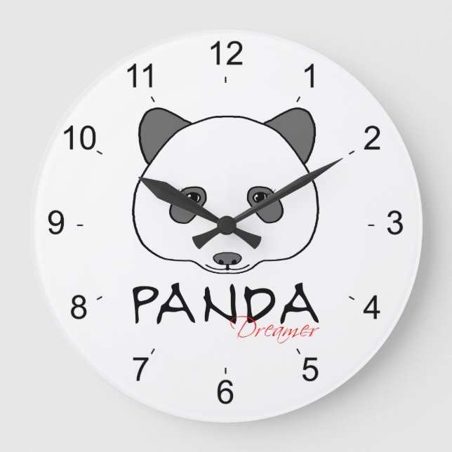 Panda Dreamer Große Wanduhr (Vorderseite)