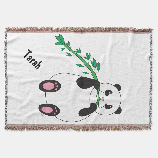 Panda Eating Bamboo Personalize Decke (Vorderseite)