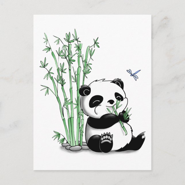 Panda Eating Bamboo Postkarte (Vorderseite)