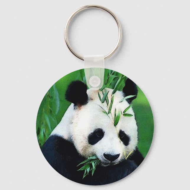 Panda Eating Blätter Schlüsselketten Schlüsselanhänger (Vorderseite)